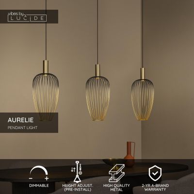 Lucide AURELIE - Pendant light - 3xGU10 (MR11) - Gold - Vibes